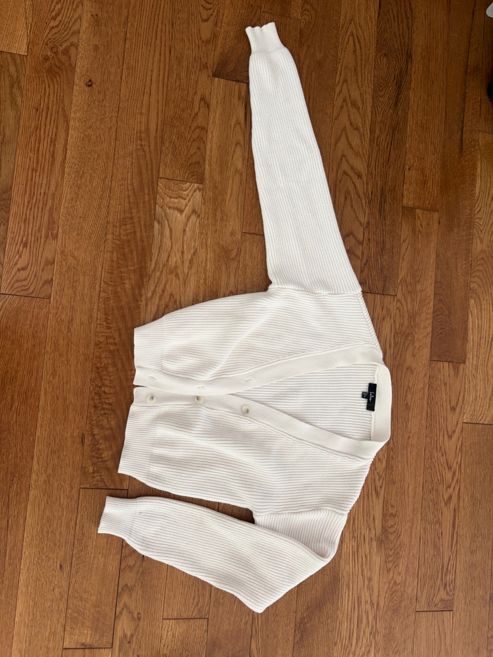 Lulu's Cream Ribbed V-Neck Button Cardigan - Picture 3 of 3